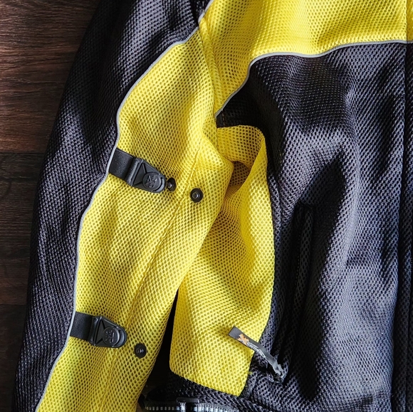XElement Motorcycle Jacket Padded Mesh Moto Racing Mens LARGE Black Yellow - Picture 4 of 8